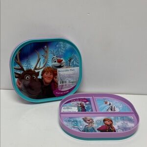 Disney Blue Reversible Plate with Frozen Characters - Set of 2